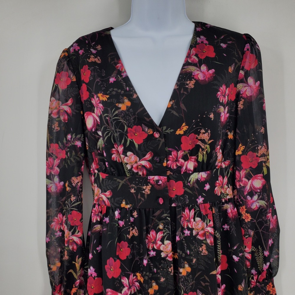 NWT Ted Baker Adriela Fern Forest Floral Butterfly Midi Dress Black 0-2 Fairy - Picture 12 of 13
